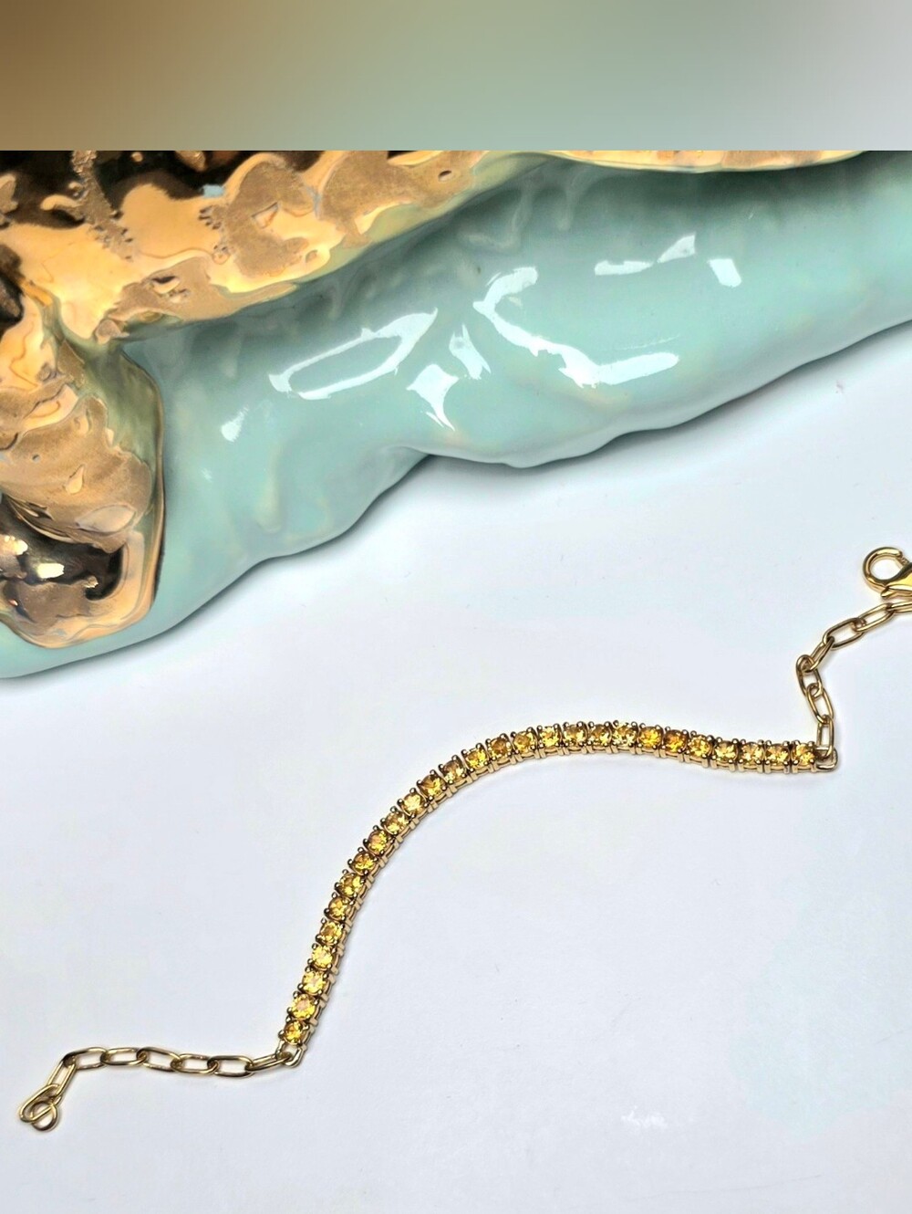 18k Gold Plated Over Silver Citrine Tennis Bracelet NWT 🍊✨️